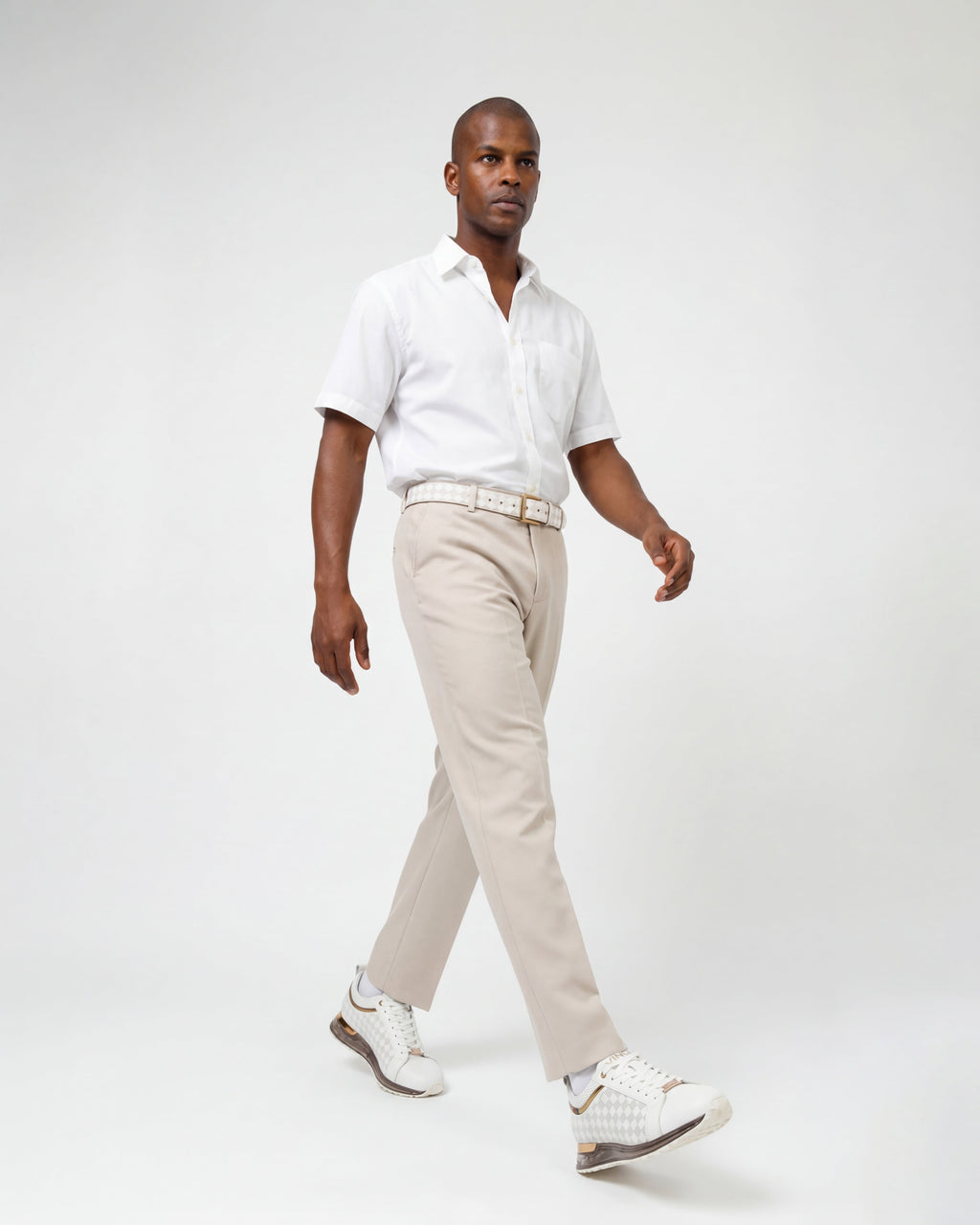 The Cenova White & Gold Leather Men Sneaker