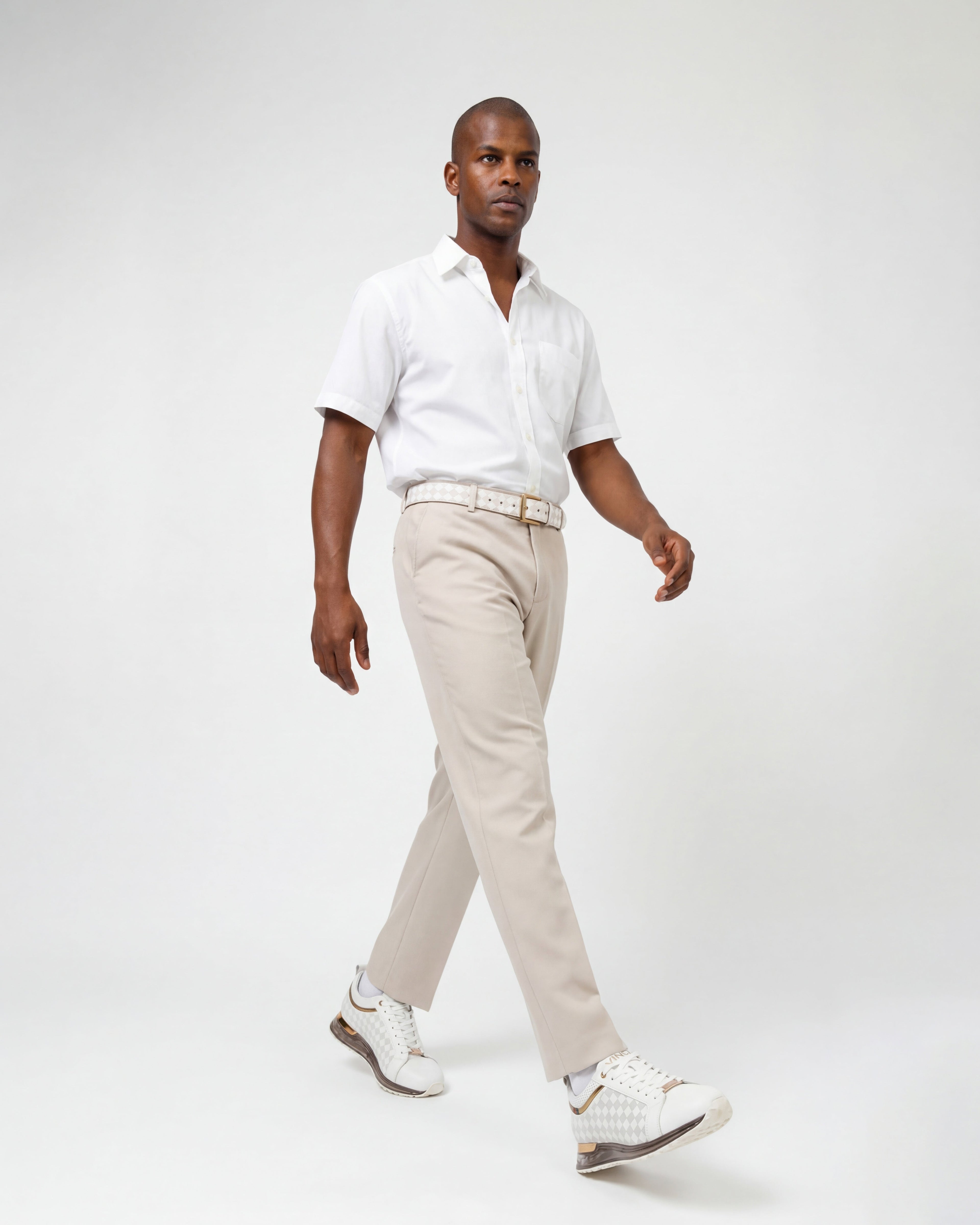 The Cenova White & Gold Leather Men Sneaker