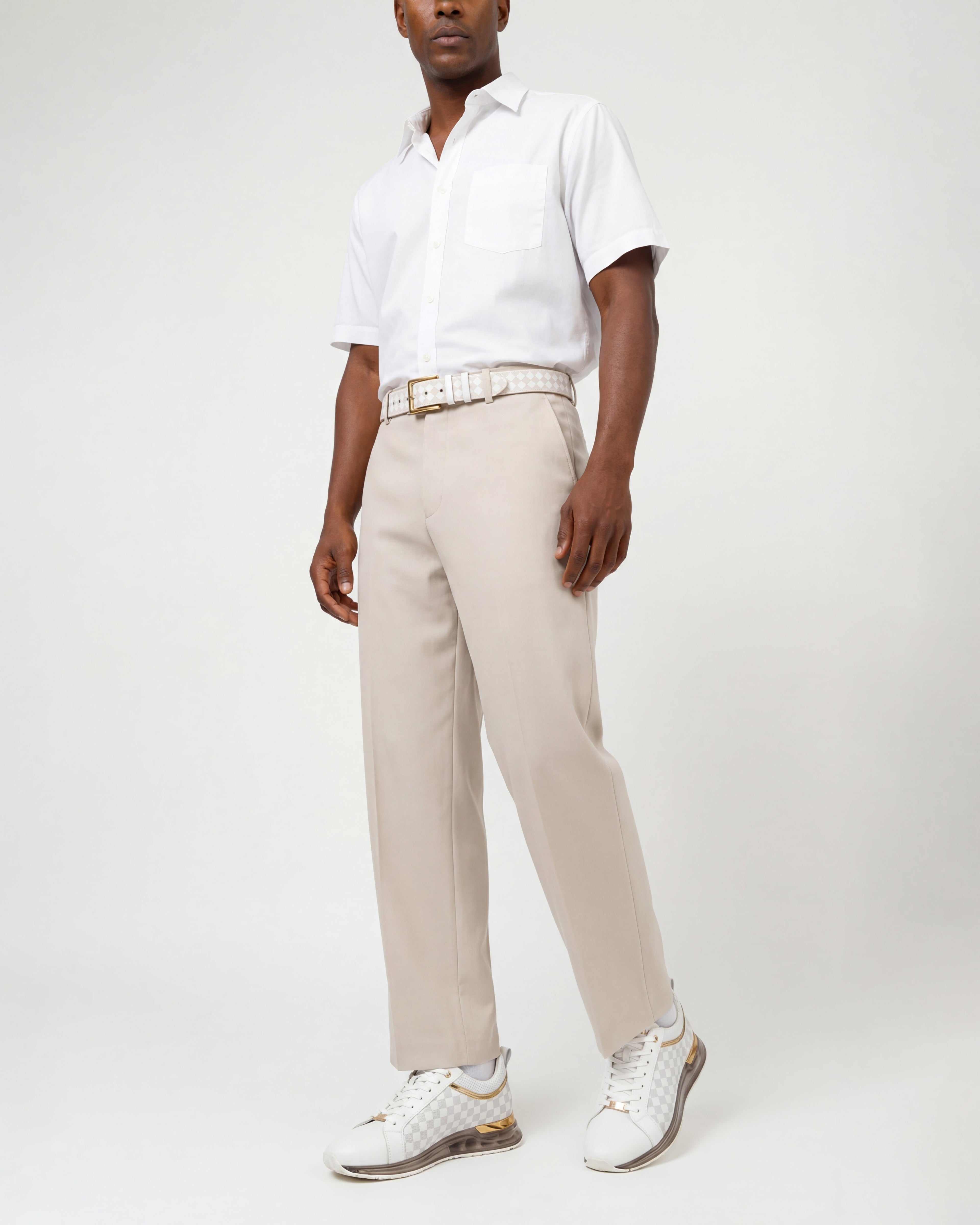 The Cenova White & Gold Leather Men Sneaker